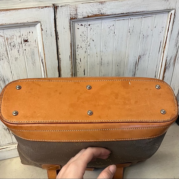 Dooney and Bourke Khaki and Tan Leather Monogram Tote - Picture 3 of 5